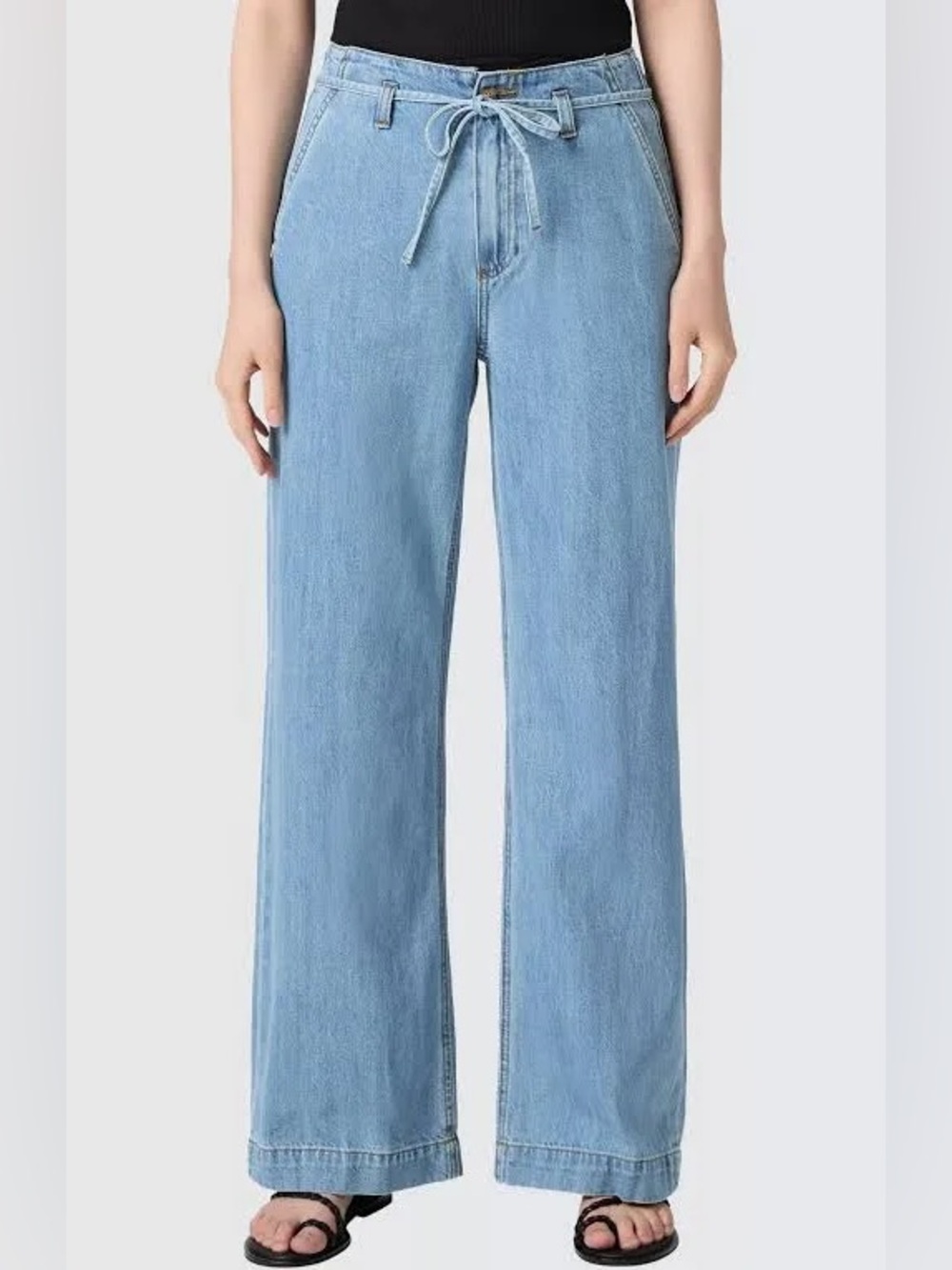 PAIGE Light Blue Wide Leg Jeans - Picture 4 of 10